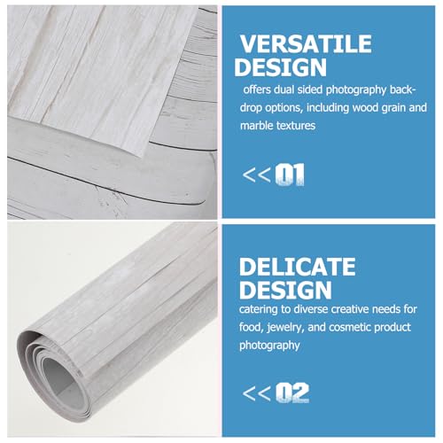 Ipetboom 3pcs Double-Sided Wood Grain and Marble Tabletop Photography Background Paper Waterproof for Food Jewelry Cosmetic Photo Shoot Studio Props
