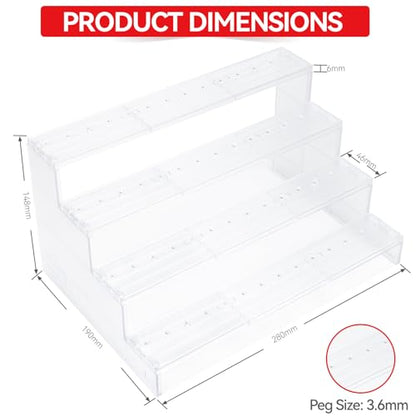 SIXPOINTS 3.75 inch Action Figure Riser Display Shelf With Peg ,4 Tier Toy Collectibles Organizer,Compatible with 1/18 Scale Vintage Star Wars /G.i Joe Figures toy
