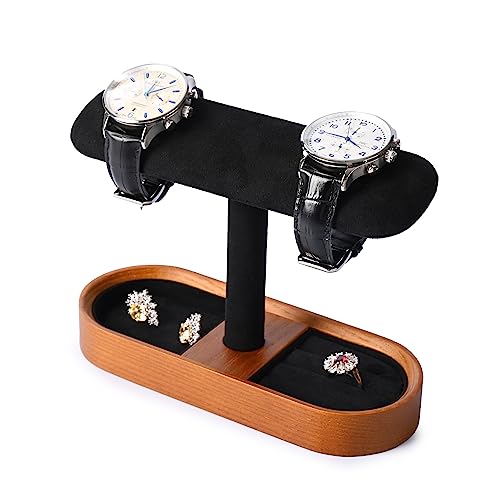 Oirlv Solid Wood Watch Stand T-bar Watch Holder Organizer for Men and Women Showcase Bracelet Bangle Jewelry Display Stand Rings Earrings Necklace Storage(Black) - color: Black, size: Option 1 regular