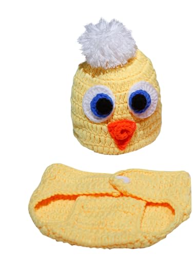 Matissa Newborn Baby Girl/Boy Crochet Knit Costume Photography Prop Hats Outfits - color: Baby Chick