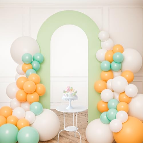 Babenest 7.2Ft Spandex Open Arch Backdrop, Fitted Double-Sided U-Shaped Wedding Arch, Round Top Chiara Stand Cover for Ceremony Baby Shower Birthday Party Decoration (Green) - color: Green