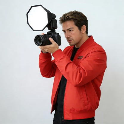 20cm/7.8" Octangle Foldable Flash Diffuser Softbox - Professional Light Softener for Speedlight Cameras with Elastic Band/Storage Pouch (Compatible with Canon/Nikon/Sony/Yongnuo)