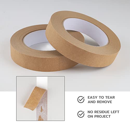 Lichamp 4 Pack Brown Painters Tape 1 inch, Brown Masking Tape 1 inch x 55 Yards x 4 Rolls (220 Total Yards)