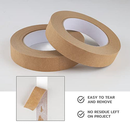 Lichamp 4 Pack Brown Painters Tape 1 inch, Brown Masking Tape 1 inch x 55 Yards x 4 Rolls (220 Total Yards)