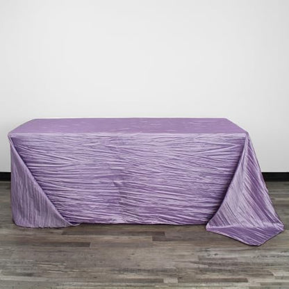 YOUR CHAIR COVERS - 90 x 132 inch Rectangular Crinkle Taffeta Tablecloth - Lavender, Rectangle Table Linens for 6 ft Rectangular Tables, Wedding Crushed Table Cloth - color: Lavender, size: 132" x 90" (Rectangular)