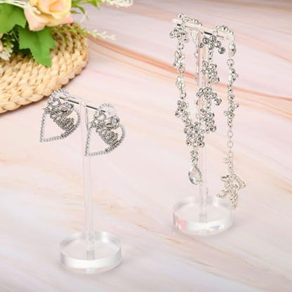 PATIKIL Earring Display Stands,2pcs Acrylic Earring Holder Earring Stands Storage Organizer Necklace T Rack for Jewelry Photography Necklace,Transparent - color: Transparent