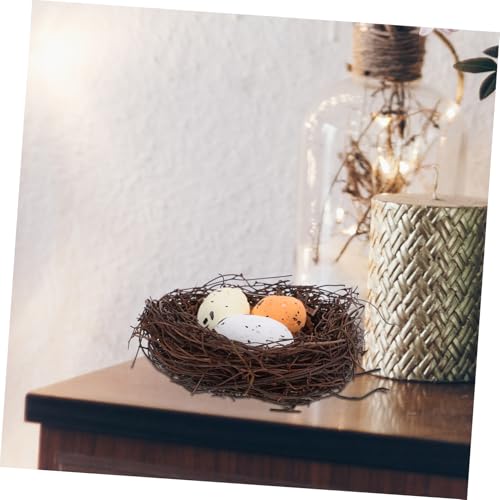 STOBOK Natural Vines Bird Nest Decor with Artificial Eggs Home Decoration Props for Photography DIY Micro-Landscapes and Event Styling