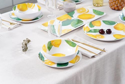 Abode Homewares Lemon Fresh 8.5'' Durable Melamine Salad Plates, Shatter-Resistant and Dishwasher-Safe Indoor/Outdoor Dinnerware for Salads, Appetizers, Desserts, or Side Dishes - Yellow - Set of 6 - size: Salad Plate