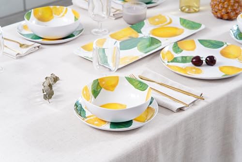 Abode Homewares Lemon Fresh 8.5'' Durable Melamine Salad Plates, Shatter-Resistant and Dishwasher-Safe Indoor/Outdoor Dinnerware for Salads, Appetizers, Desserts, or Side Dishes - Yellow - Set of 6 - size: Salad Plate
