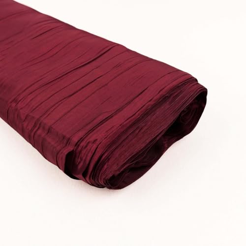 Efavormart 54" x10 Yards Burgundy Accordion Crinkle Taffeta Fabric Bolt for Wedding Birthday Party Dance Event Decoration - color: Burgundy