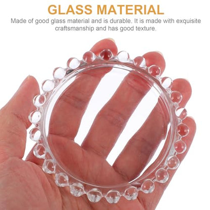 Angoily Glass Pearl Beaded Jewelry Jewelry Tray Small Decorative Ring Holder Photography Prop for Vanity and Desk