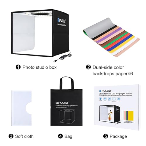 2026 Upgraded Photo Studio Light Box Photography, 10"x10" Professional Foldable Dimmable Shooting Tent Kit with CRI >95 102pcs LED Lights & 6 Kinds of Double-Sided Color Backdrops for Mini Products - size: 10*10 Inch