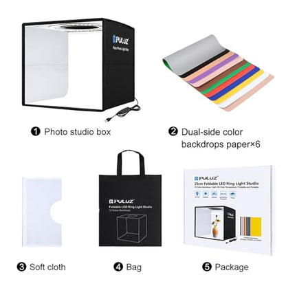 2026 Upgraded Photo Studio Light Box Photography, 10"x10" Professional Foldable Dimmable Shooting Tent Kit with CRI >95 102pcs LED Lights & 6 Kinds of Double-Sided Color Backdrops for Mini Products - size: 10*10 Inch