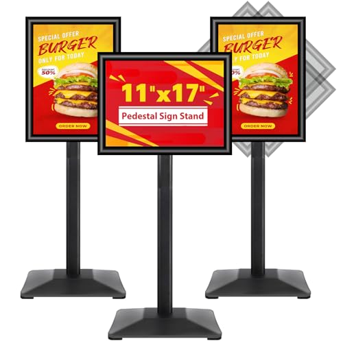 Sign Stand 11x17inch Pedestal Sign Holder Poster Stand 3Packs Adjustable Floor Standing Sign Holder with Heavy Duty Display Stand for Indoor Outdoor Business Store Sign Holders(Black) - color: Black/3Pack, size: 11"x17" Sign Stand