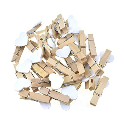HAHIYO Heart Painted Mini Wooden Clothespin Clip Photo Paper Holders 1.38inch Tight Clamp Not Fray Rope Post Notices Handy Read for Hanging Postcard Wedding White 50PCS - size: White(Heart) 1.38 inches 50 Pack