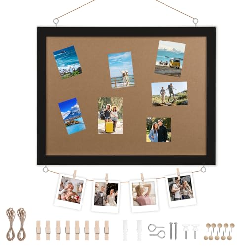16" x 12" Prayer Board, Cork Board for Walls, Bulletin Board Picture Display Corkboards for Office, Pin Boards for Walls Compatible with Home, Office, Bedroom Decor (Black) - color: Black