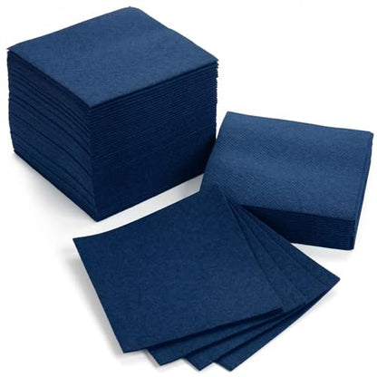 AMERICAN HOMESTEAD Navy Cocktail Napkins - Premium 4.75"x4.75" Disposable Linen-Like Beverage Napkins - Bulk Square Party Bar Serviettes for Weddings, Parties, Events, and Daily Use - 100 Count - color: Navy, size: 4.75 x 4.75