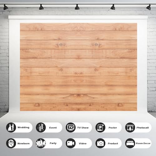 Wood Backdrop for Photography Rustic Natural Brown Wooden Floor Photo Background Newborn Baby Birthday Anniversary Photo Shoot Photography Portrait Booth Video Shoot Studio Props Vinyl 5x3ft - color: Khaki, size: 5x3ft