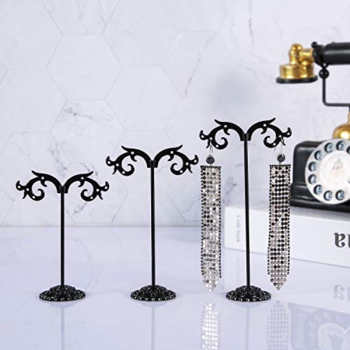 Black Earring Stand Detachable Metal Earring Display Storage Rack for Photography Jewelry Props Show Closet Retail Store Display 3 Pcs, Hook Shape