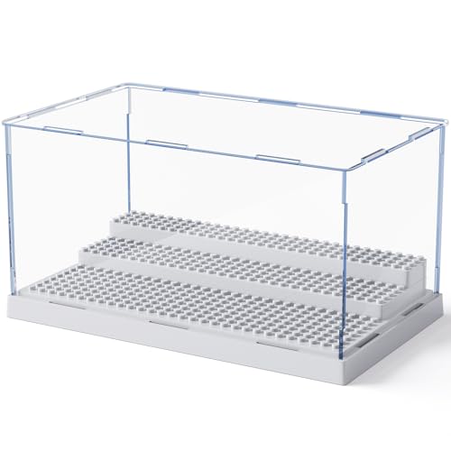Mlikero Display Case for Minifigures Action Figures Blocks, Removable Minifigure Display Case Box Storage for Collection Bricks Blocks Toys, Grey… - color: Grey, size: 1 Pack
