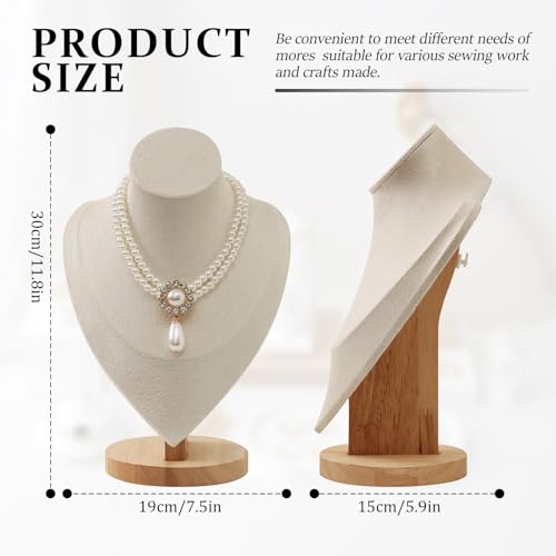 Necklace Display Stand Bamboo Jewelry Bust Display Stands Necklace Bust for Selling for Vendors (Beige, 11.4 * 7.5 Inch) - color: Beige, size: 11.4 *7.5 Inch