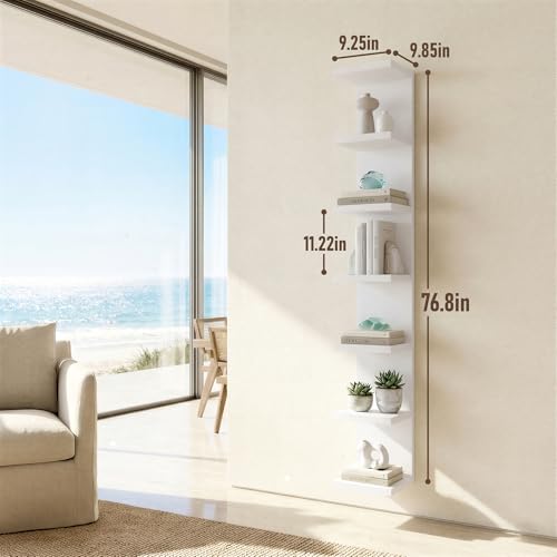 7 Tier Wall Shelf Unit & Lack Shelf, Versatile Floating Shelves for Wall, Bedroom Book Shelf, Vanity Display Shelves, Tall Decorative Shelving Unit, Long Shelves for Storage White - style: 7 tier wall shelf -White