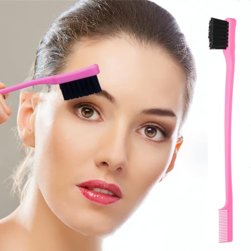 5Pcs Slick Back Brush Set with Topsy Tail Tool, Teasing Bristle, Rat Comb for Women & Girls Hair Styling, Flyaways Control and Edge Combing - Pink - color: PINK