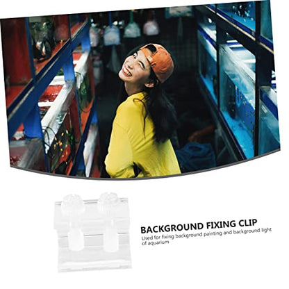 FOMIYES 2pcs Acrylic Background Clips for Fish Tank Aquarium Backdrop Fixing Clamps Non-Skid Design and Siphon Groove for Securely Mounting Tank Backgrounds