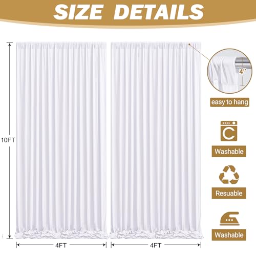 8ftx10ft Wrinkle Free White Backdrop Curtain - 10 Feet Photography Backdrop Drapes, Silky Polyester Back Drop Cloth for Wedding Baby Shower Balloon Arch Background - color: White, size: 8FTx10FT (W4'xH10', 2 Panels)