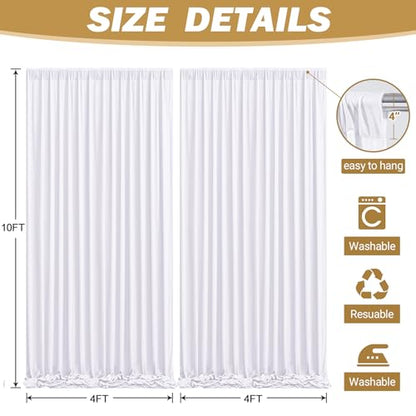 8ftx10ft Wrinkle Free White Backdrop Curtain - 10 Feet Photography Backdrop Drapes, Silky Polyester Back Drop Cloth for Wedding Baby Shower Balloon Arch Background - color: White, size: 8FTx10FT (W4'xH10', 2 Panels)