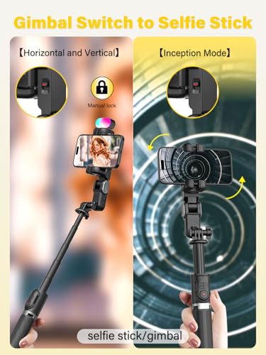 Gimbal Stabilizer for Smartphone,2-axis stabilizer Without APP face Tracking,4 in 1 Portable Phone Tripod,stabilizer for iPhone& Android,108CM Extension Rod,AOCHUAN M2PRO Black - color: Black