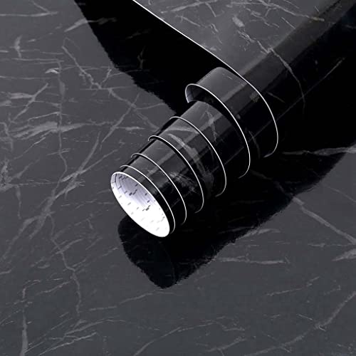 Arthome Black Marble, 17x393 Inches Peel and Stick Wallpaper, Marble Contact Paper, Self Adhesive, Easy to Clean, Vinyl Film for Furniture Countertop, Distressed Plank Grain Vintage Wall Covering - color: Black Marble, size: 17" x 393"