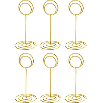 TecUnite 24 Pieces 3.35 Inch Table Number Holder Place Card Photo Holder Picture Name Menu Clips Memo Cards Stand for Wedding Reception Anniversary Birthday Party Centerpieces (Gold) - color: Gold