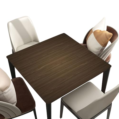 Square Fitted Table Cover, Polyester Elastic HemAged Wood Texture Board Background Brown Old, for Dining Room, Outdoor Party, Kitchen Decor, Suit for 36"x36" Square Table - color: Wood Texture -13, size: 36" x 36" (Square)