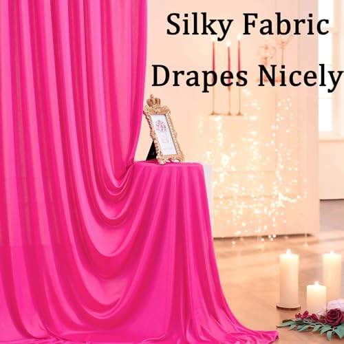 10ft x 10ft Wrinkle Free Hot Pink Backdrop Curtains for Parties, Polyester Photo Backdrop Drapes 2 Panels 5x10ft for Weddings Birthday Photography Party Background Baby Shower Decor - color: Hot Pink, size: 10ftx10ft