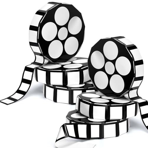Bucherry 6 Pcs Movie Night Decorations Movie Theater Theme Party Decoration 12 Inch Large Cinema Props Box Film Reel with Filmstrip Centerpieces for Bridal Shower Birthday Party Supplies Film Backdrop