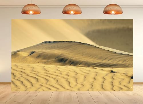 6x6ft Golden Desert Dunes Backdrop Sunlit Sand Ripples Textured Surface Photo Background Tapestry for Majestic Desert Wilderness Wonder Party Home Decorations Studio Props - size: 6x6ft