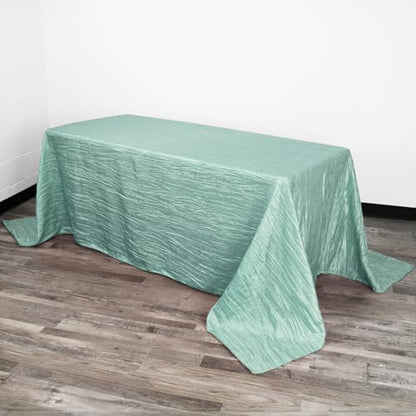 YOUR CHAIR COVERS - 90 x 132 inch Rectangular Crinkle Taffeta Tablecloth - Robin Egg, Rectangle Table Linens for 6 ft Rectangular Tables, Wedding Crushed Table Cloth - color: Robin Egg, size: 132" x 90" (Rectangular)