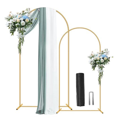 Metal Arch Backdrop Stand 7.2FT+6FT Wedding Arch Backdrop Stand Set of 2 Gold Arch Backdrop Stand for Valentines Day Party Wedding Ceremony Baby Shower Birthday Floral Balloon Decration - size: 6ft + 7.2ft Stand Set