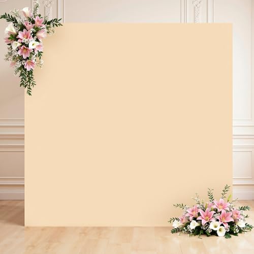 Champagne Square Arch Backdrop Cover 6.6x6.6FT, Double-Sided Stretchy Spandex Fabric Fits Square Arch Backdrop Stand, Champagne Background Backdrop for Wedding Baby Shower Birthday Party Decorations - color: Champagne, size: 6.6 x 6.6FT
