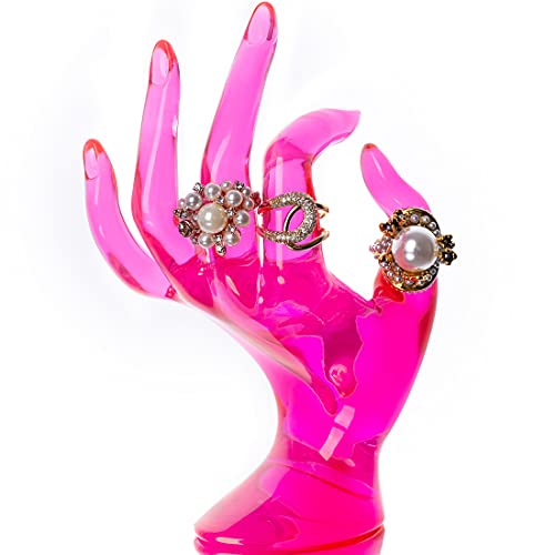 HOMEGOAL Hand Jewelry Holder, Bracelet Ring Watch Jewelry Display Holder Stand, Mannequin Hand, Polyresin, 7 Inch (Rose Red) - color: Rose Red