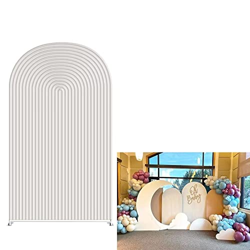Arch Fabric Backdrop Covers Wedding Ripples White Color Arched 6ft Panel Cover Stretchy Decor Banner for Birthday Banquet Parties Bridal Shower, W75cm H180cm (30''by 72'')