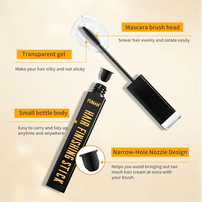 FUNAN Hair Finishing Stick, Flyaway Feel Stick Hair, Small Broken Hairs Finishing Cream, Non-Greasy and Non-Sticky Black（Pack of 2） - size: 15 Fl Oz (Pack of 2)