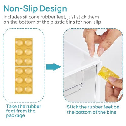 Vtopmart 2 Pack Stackable Storage Drawers, Plastic Organizers Bins for Baby Bottles, Skincare, Beauty Supplies, Ideal for Vanity, Bathroom, Kitchen Countertop, Cabinet Orga - style: 2pack High White
