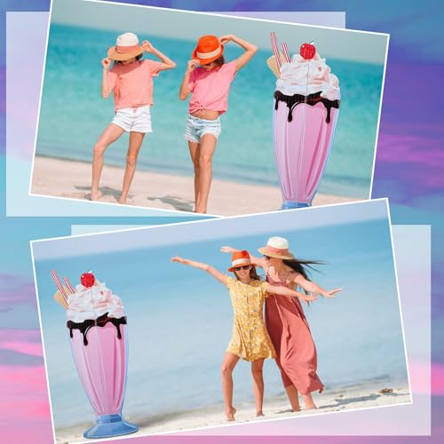 Jetec 5 Feet Milkshake Cardboard Cutout Stand Up Life Size Ice Cream Candy Land Party Decoration Photo Props Backdrop Standup for Summer Pool Beach Baby Shower Wedding Birthday Candy Land Party Supply - size: 5 feet, style: Milkshake
