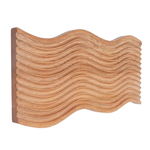 Wooden Bread Dessert Tray, Multifunction Serving Tray, Natural Beech Wood Geometric Snack Plate with Smooth Edges for Home Kitchen, Parties and Food Photography (water ripple shape) - size: 15.7"L x 7.1"W