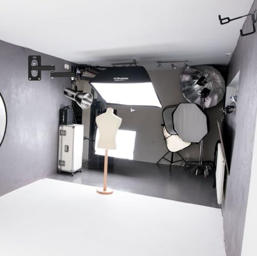 Photographic Wall Mounting Boom Arm Stand: Fold Extend Adjustable 12in Long Bracket,Heavy Duty Wall Mount,Multi Angle,for Photography Strobe Light Monolight,Softbox,Ring Light,Live Broadcast