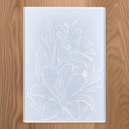 CRASPIRE Floral Embossing Folder 3D Embossed Folders White Plastic Spring Flowers Pattern Texture Background Paper Machine Template Stencils for DIY Arts Crafting Cards Making Scrapbooking Decors - style: Flower