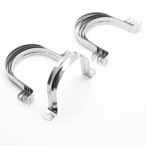 10Pcs 3 Inch Stainless Steel Large Conduit Clamps, Two Hole Strap U Bracket Rigid Pipe Strap Metal U Clamp Conduit Strap Tension Clips U-tube Clamp Heavy Duty - size: 3" / 76mm