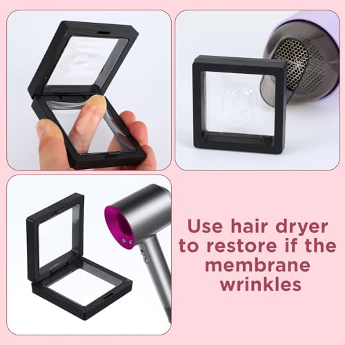 60PCS 3D Floating Frame Case, 2.8" x 2.8" x 0.8" Coin Frame Display Holder Stands, Black Antique Challenge Coin Display for Jewelry, Shells, Gems, Minerals, Rocks, Specimen and Pins